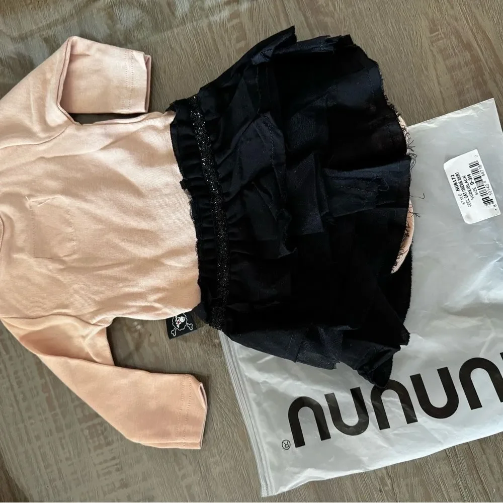 NUNUNU Cat Print Top with Black Skirt 0-3 months NWT
